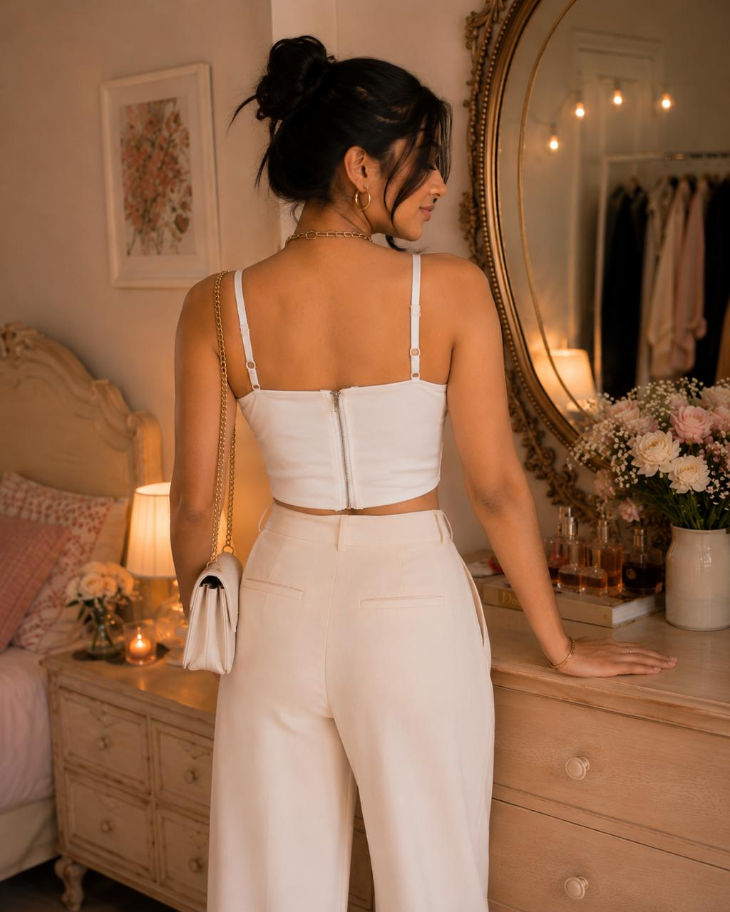 Camilia Fur Bustier Padded Top