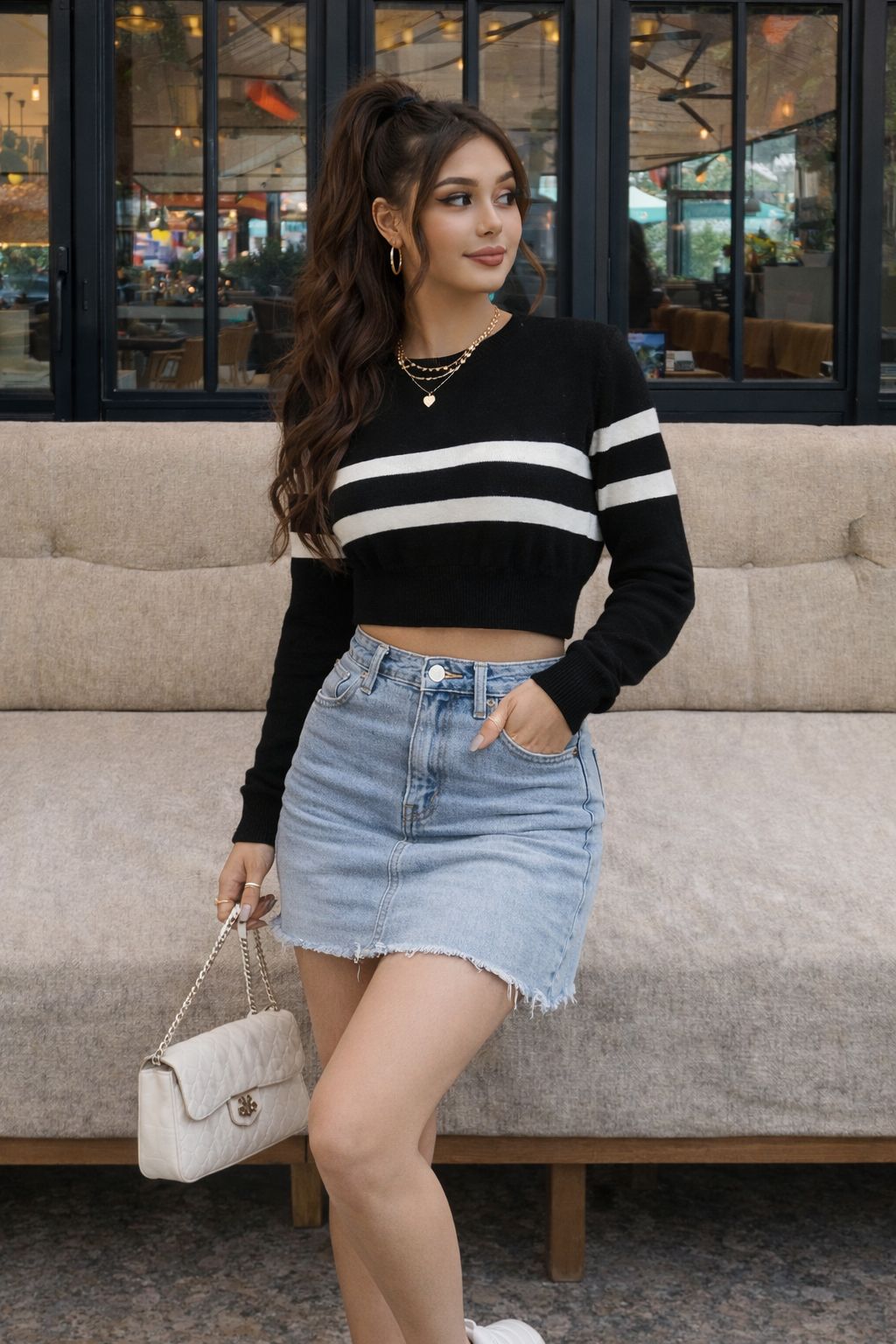 Azaria Striped Knitted Top