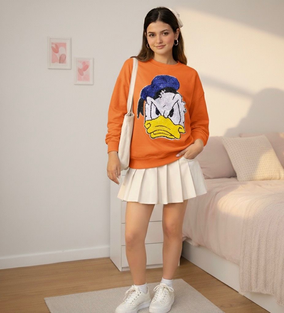 Donald Sequin Patch Pullover - Made For Her Label