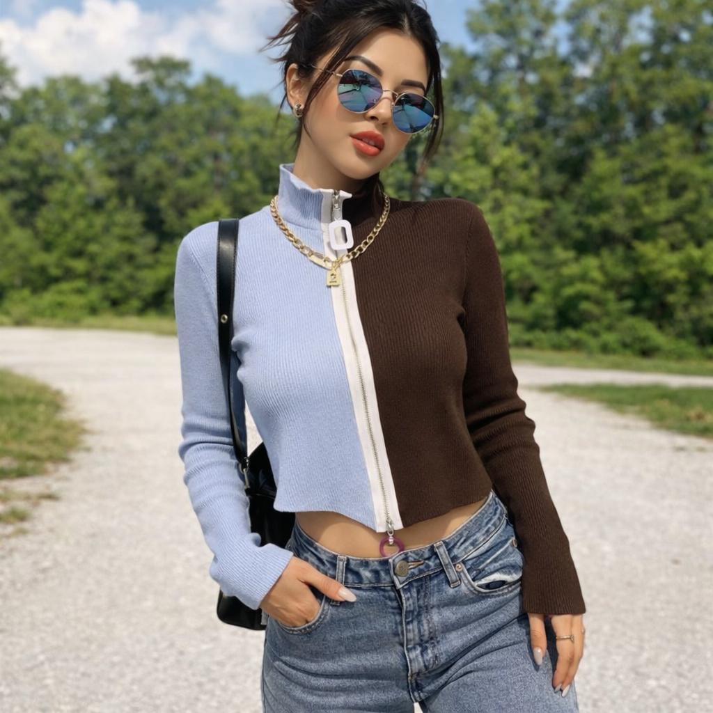 Duo Color Zipper Pullover - Made For Her Label