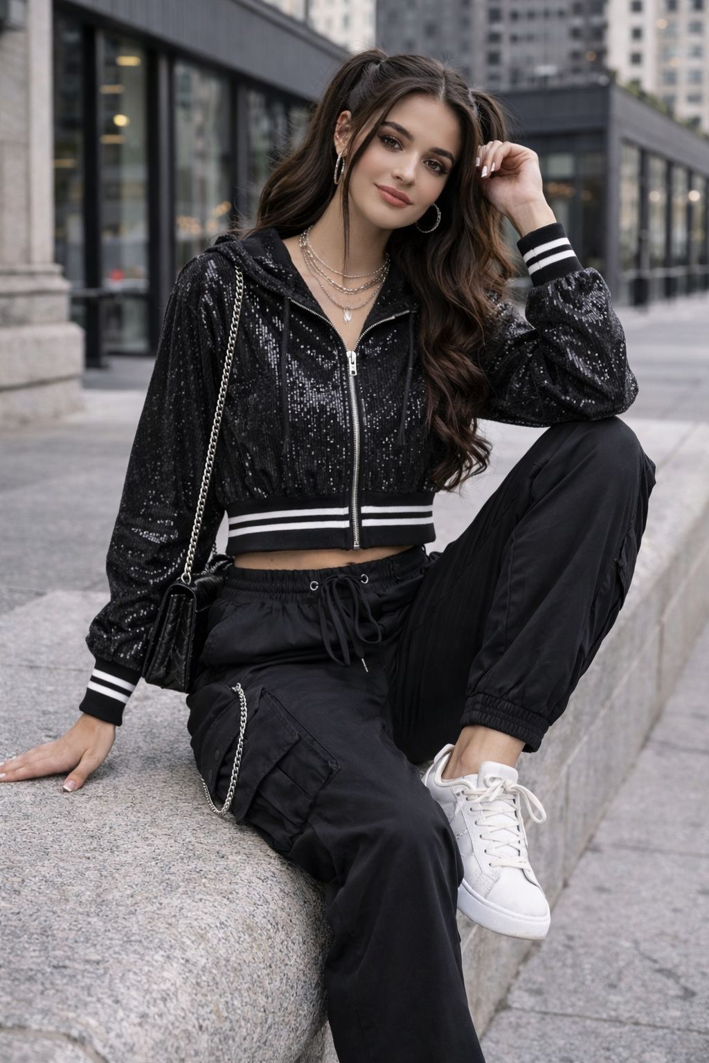 SEQUINED CROPPED JACKET - Made For Her Label