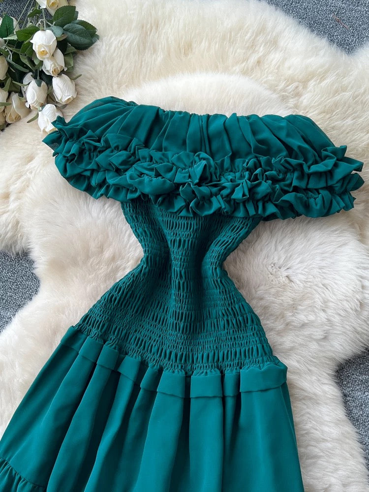 Valmera Emerald Smocked Resort Maxi Dress