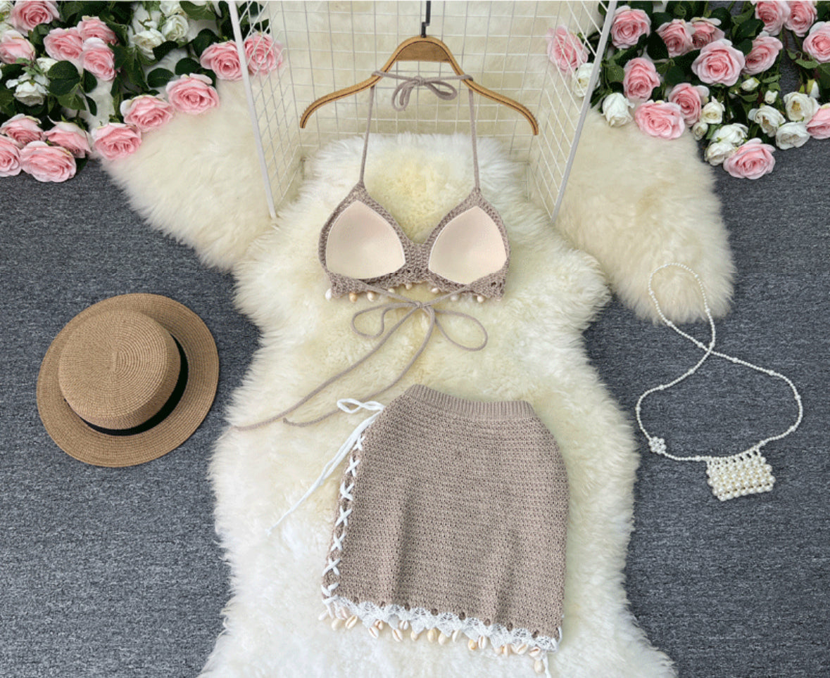 Olio Crochet Top With Skirt Co-ord Set - Made For Her Label