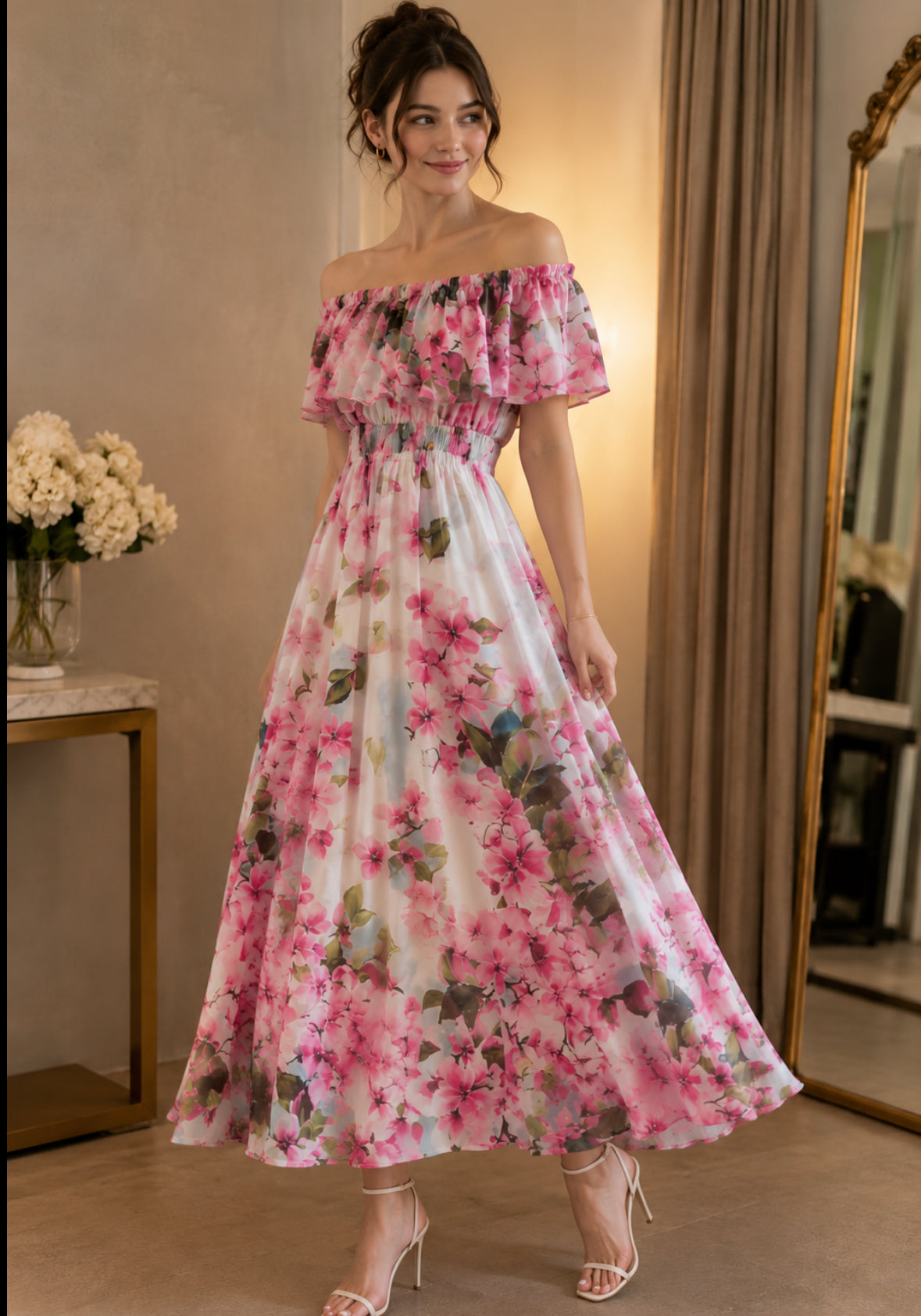 Houston Off Shoulder Floral Maxi Dress - Made For Her Label