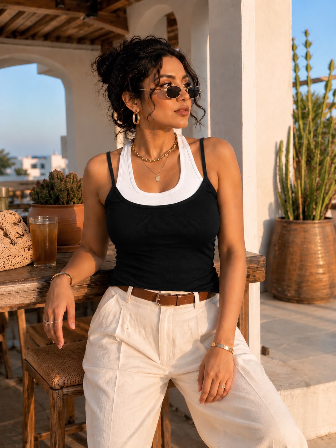 Avelisse Padded Ribbed Cami Top