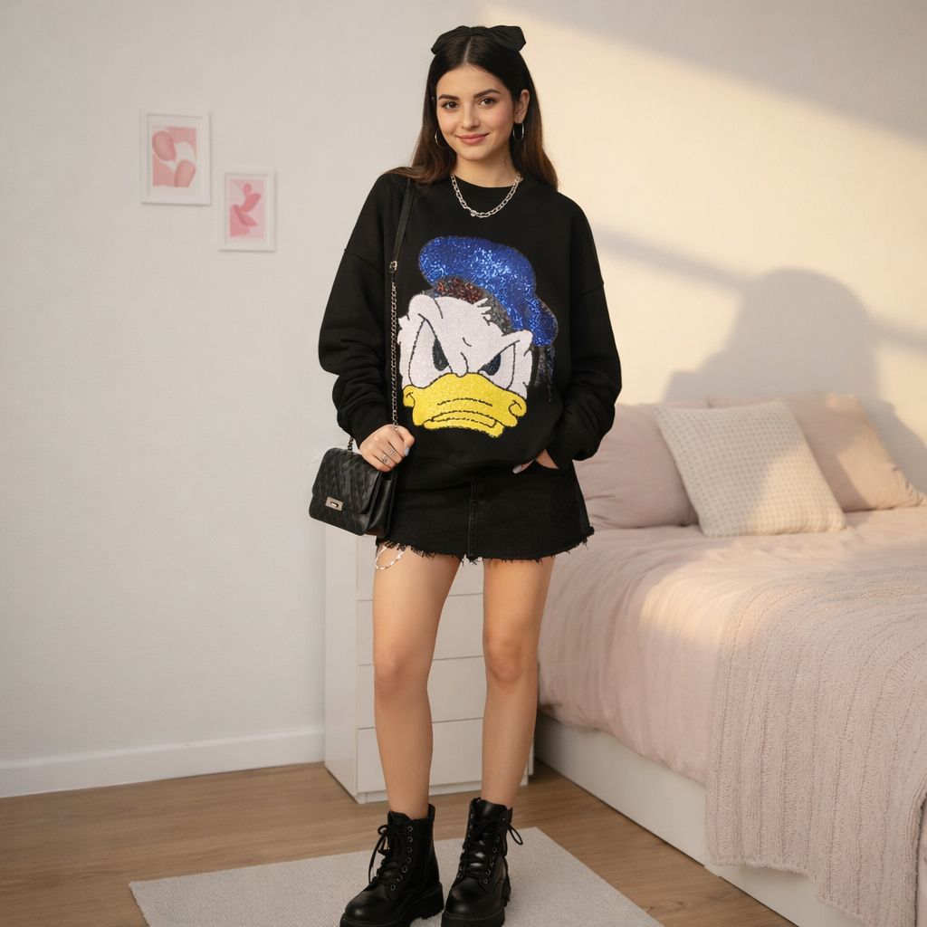 Donald Sequin Patch Pullover - Made For Her Label