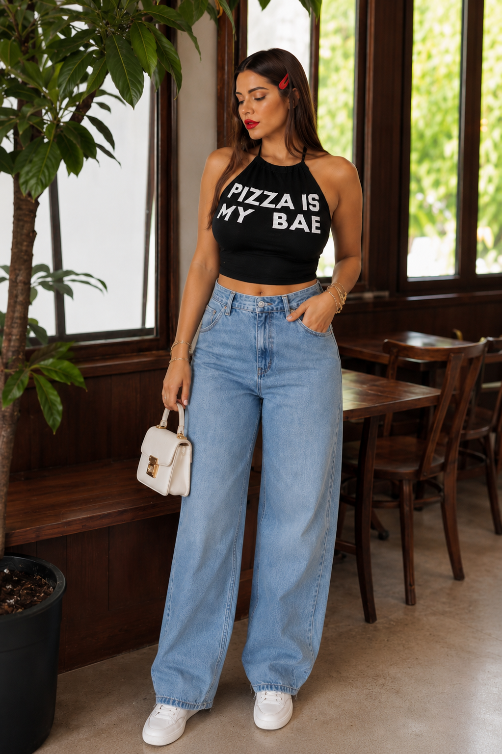 Pizza Slogan Top - Made For Her Label