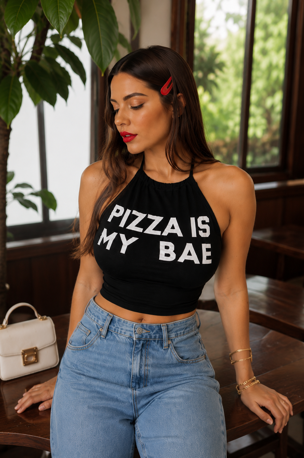 Pizza Slogan Top - Made For Her Label