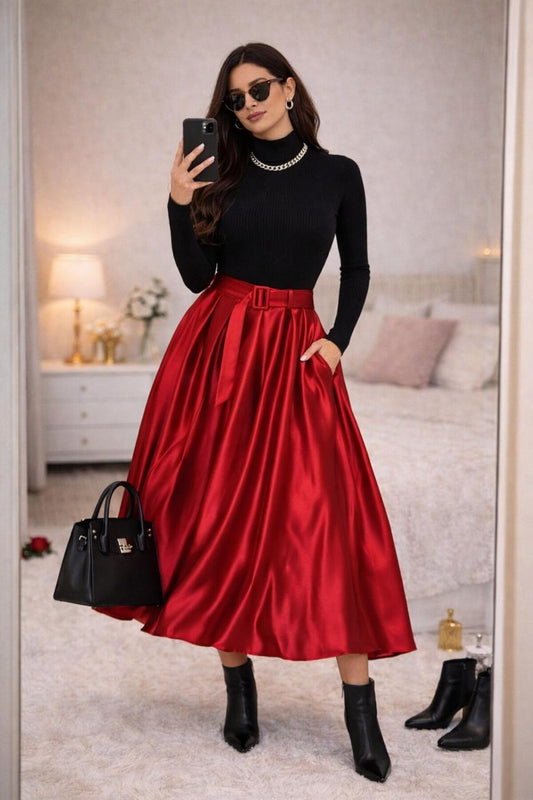 Amanda Top With Metallic Skirt Set - Made For Her Label