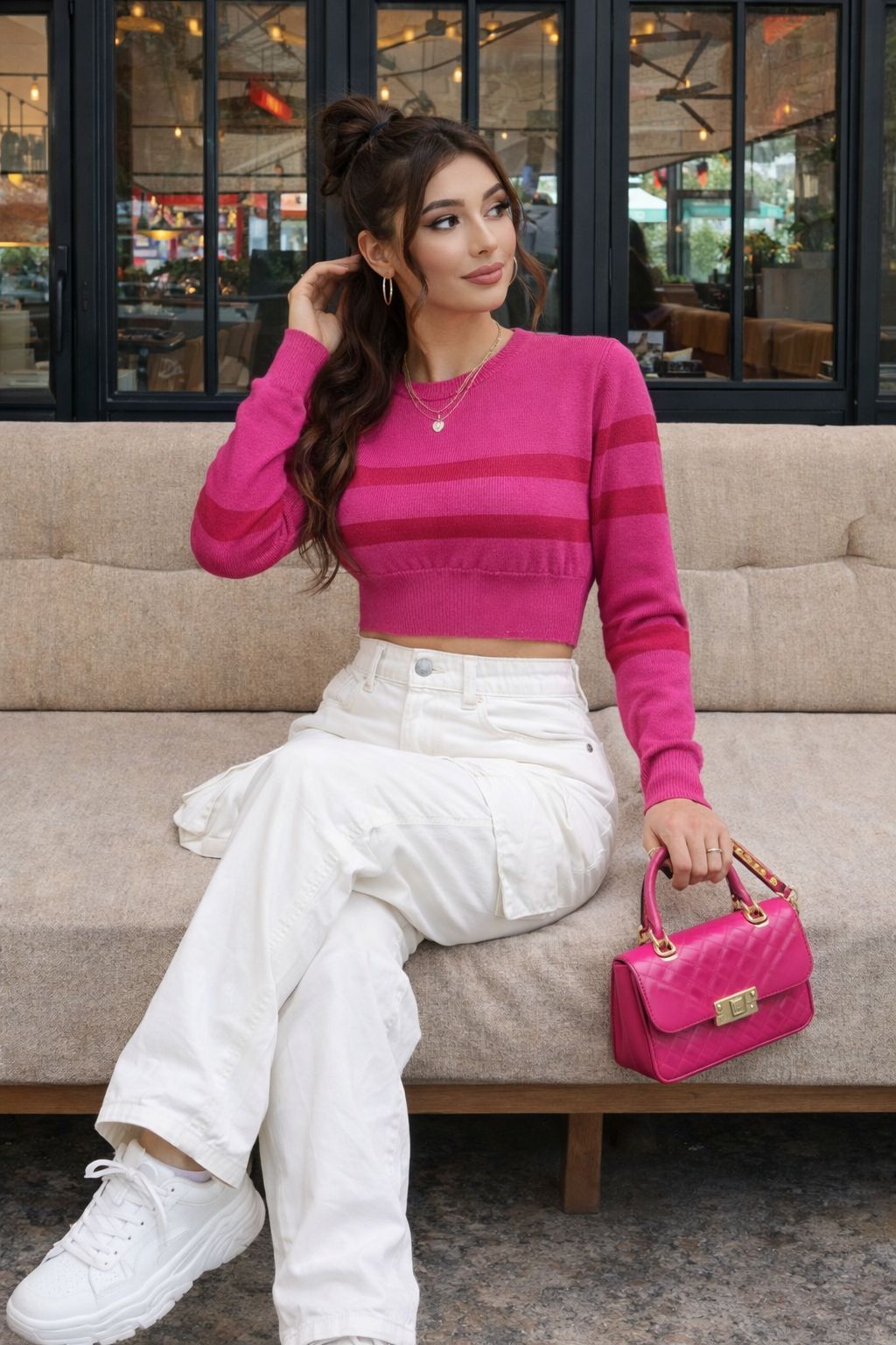 Azaria Striped Knitted Top