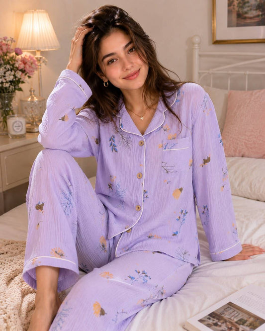 Lilac Floral Nightwear - Made For Her Label