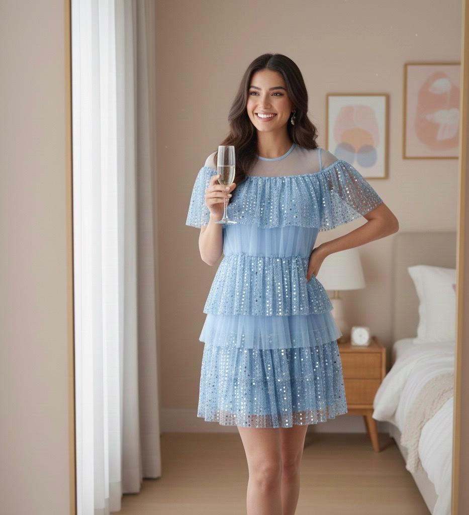 Renee Layered Shimmery Sequin Dress - Made For Her Label