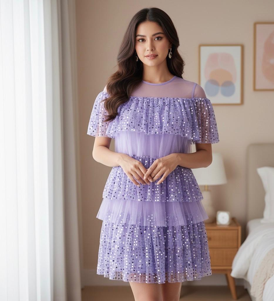 Renee Layered Shimmery Sequin Dress - Made For Her Label