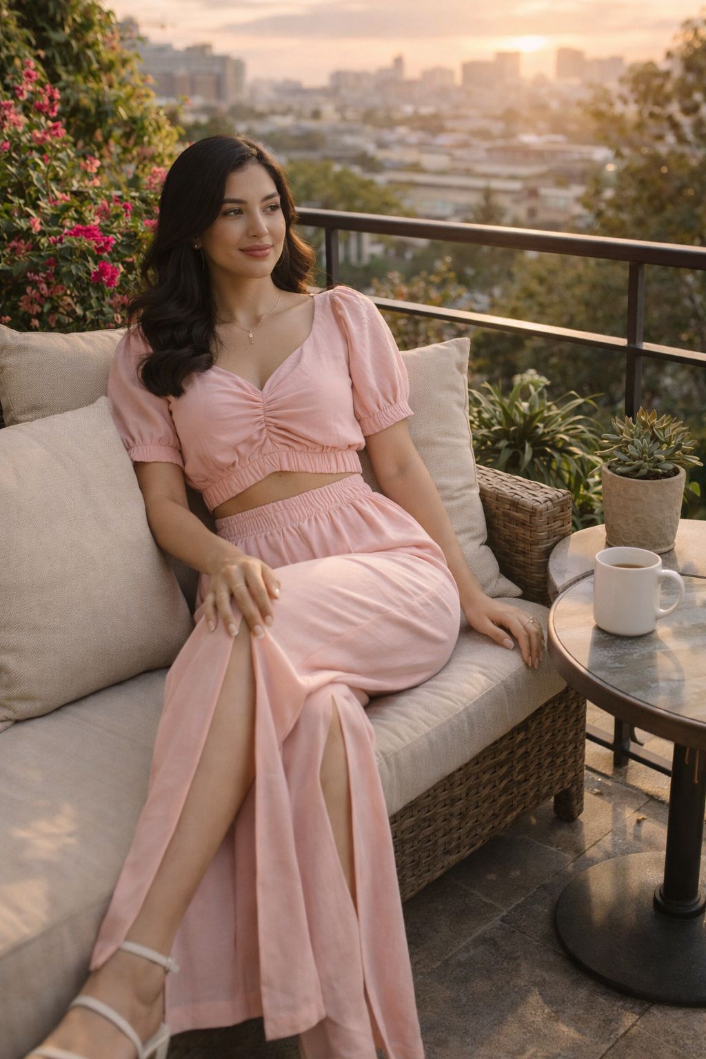 Vianca Crop Top With Slit Pants Set - Made For Her Label