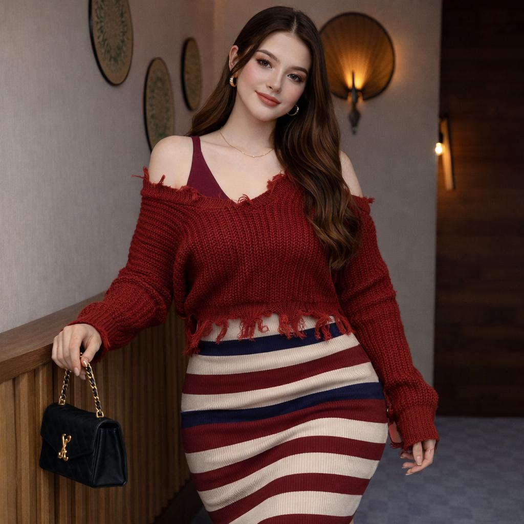 Emma Striped Dress With Sweater - Made For Her Label
