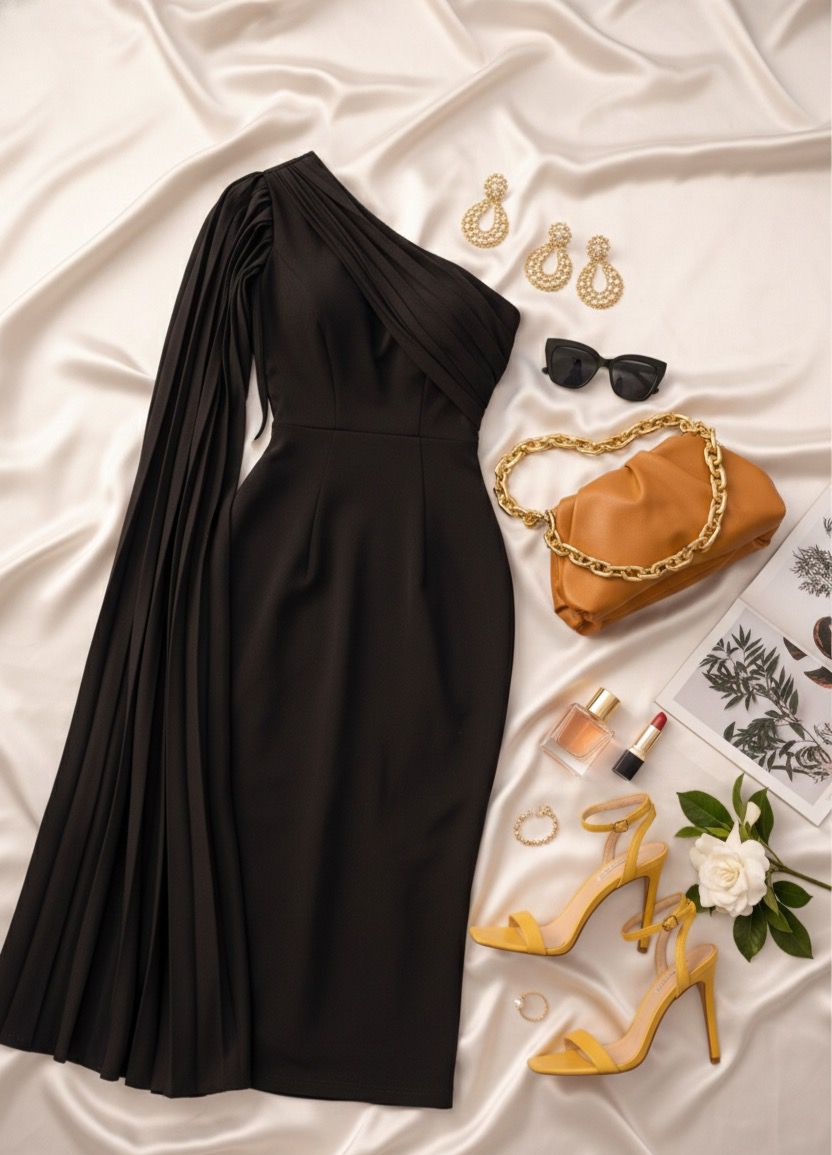 Ziva One Shoulder Long Sleeve Dress