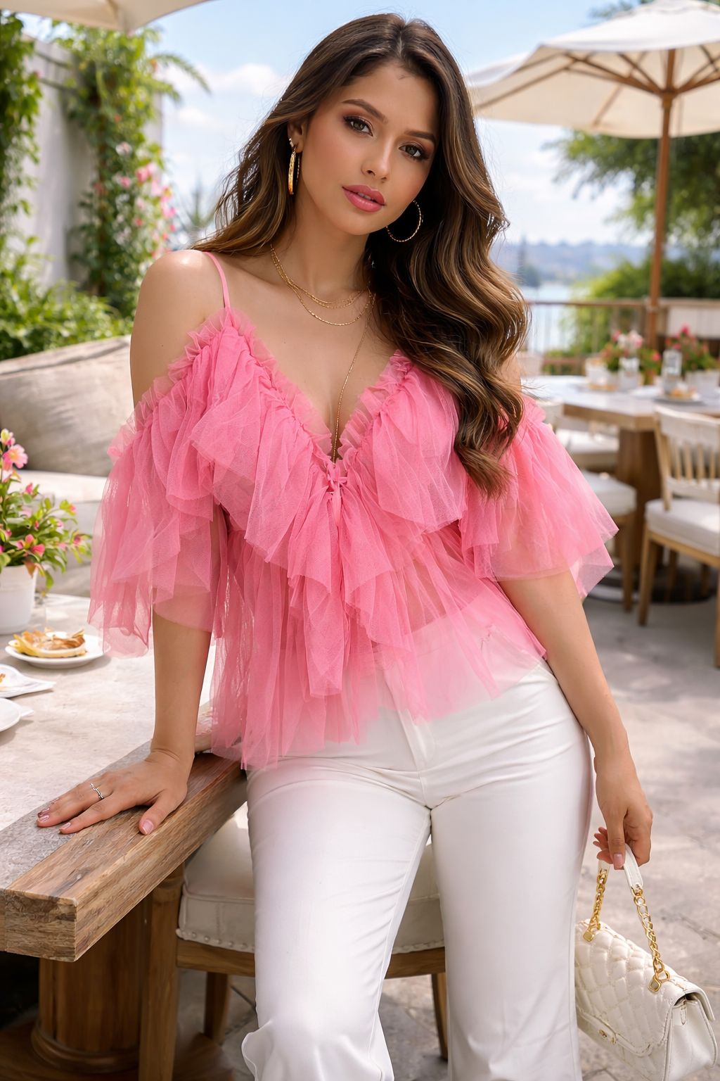Santorini Ruffle Blouse