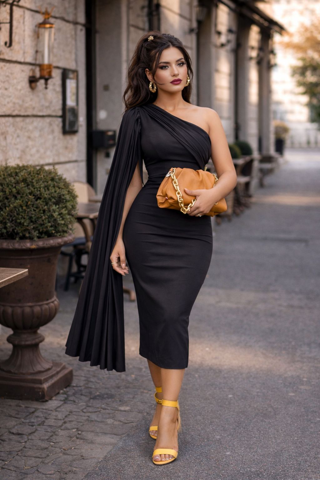 Ziva One Shoulder Long Sleeve Dress