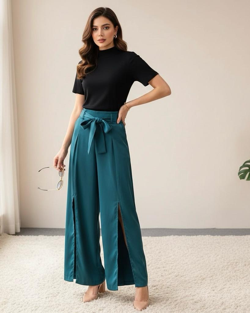 Meshki Top With Contrasting Pants - Made For Her Label