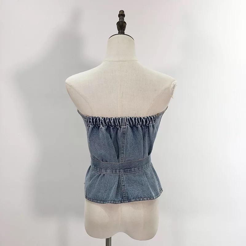 Layered Strapless Denim Top - Made For Her Label