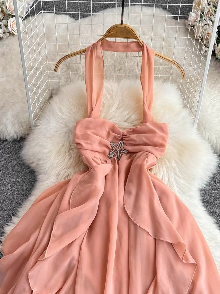 Vamika Peach Ruffle Dress