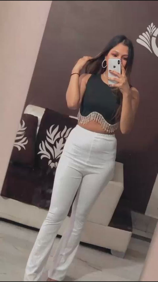 Alisha In Our Katherine Tassel Crop Blouse