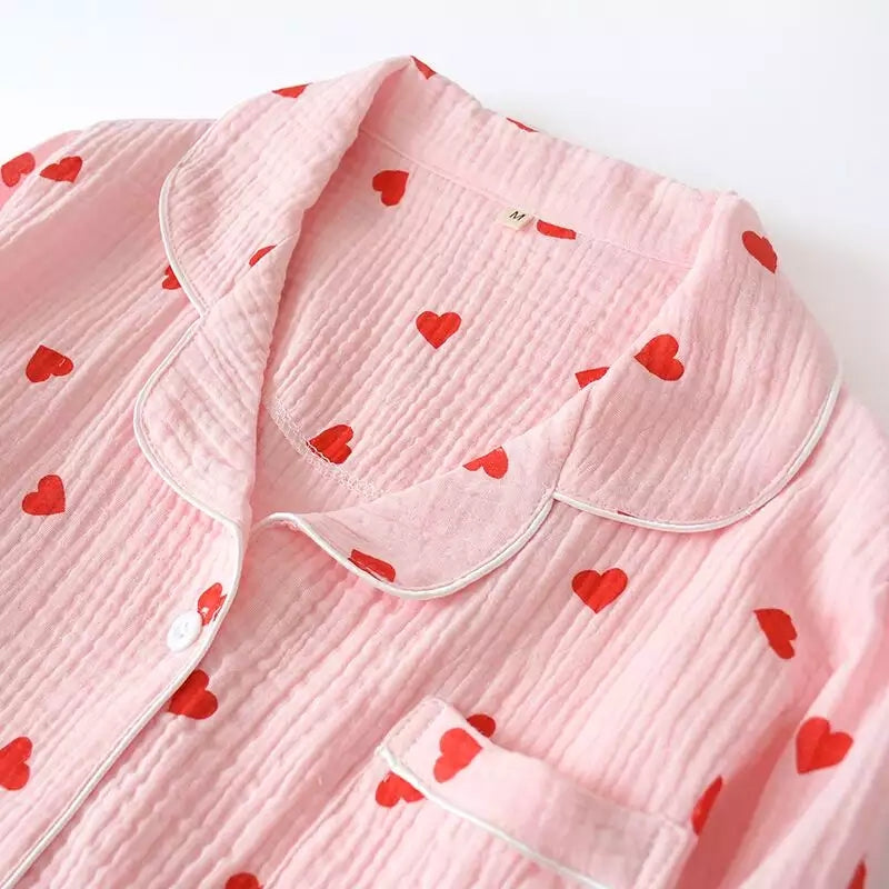 Heart Printed Cotton Nightwear