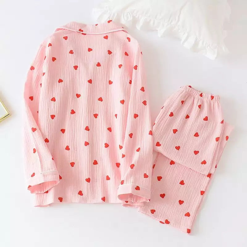 Heart Printed Cotton Nightwear