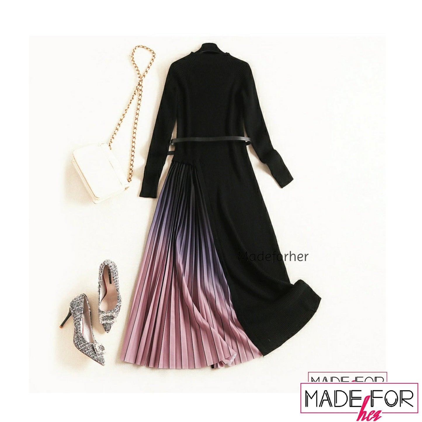 Gradient pleated Dress - Made For Her Label