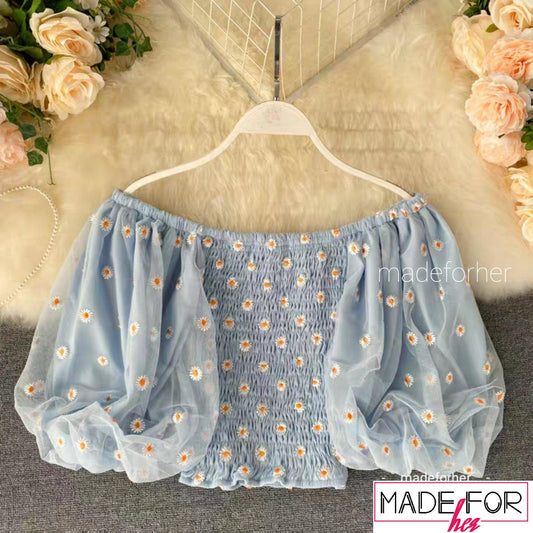 Naina In Our Mirana Floral Puff Sleeve Top - Made For Her Label