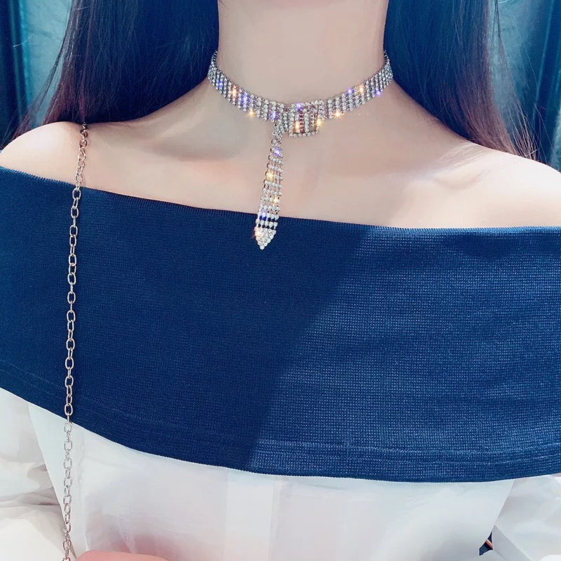 Rhinestone Choker Necklace - Made For Her Label