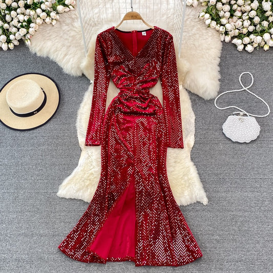 Lambert Shimmery Sequin Slit Dress