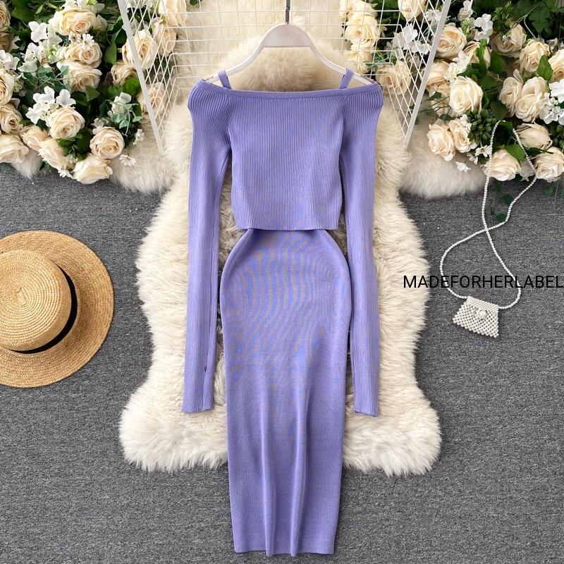 Minato Knitted Bodycon Dress With Cape