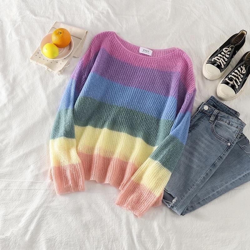 Rainbow Colourful Pullover - Made For Her Label