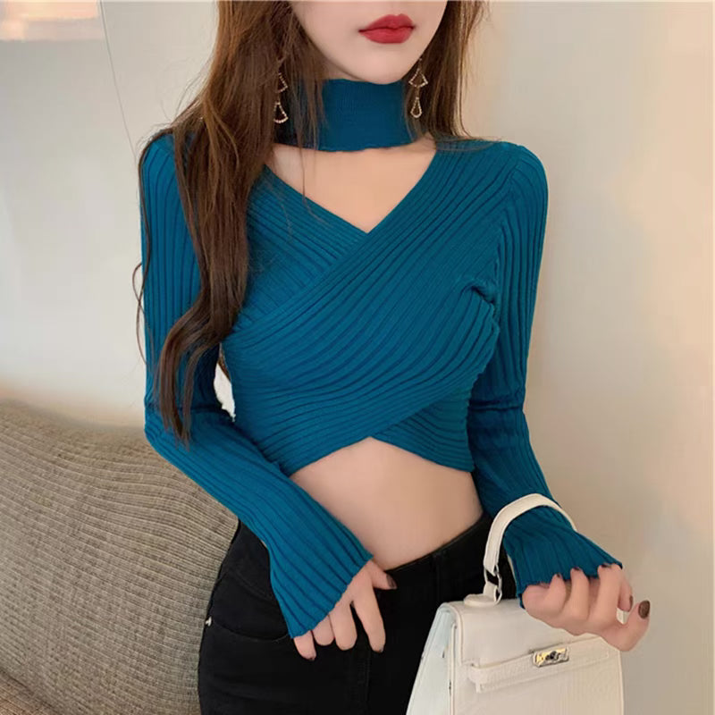 Criss Cross Knitted Sweater Top