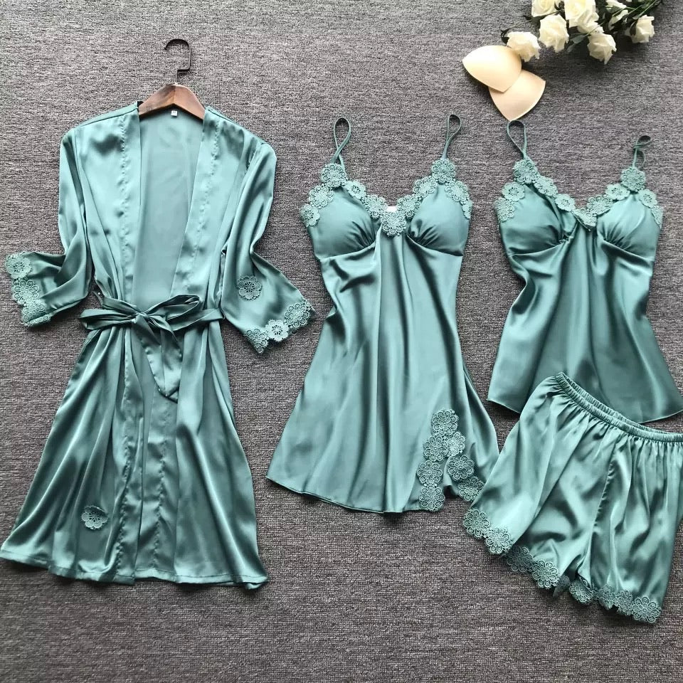 Jade Solid Color Nightwear Set - Made For Her Label