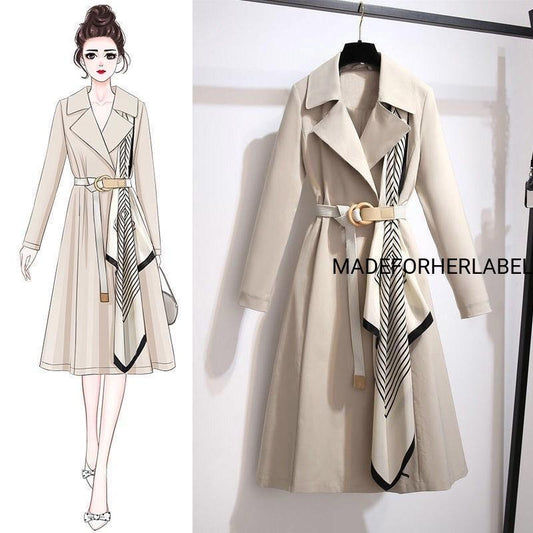 Scarf Patchwork Trench Coat - Made For Her Label