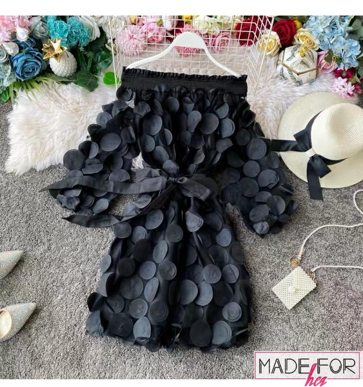 Original Picture Of Our Off Shoulder Mesh Patchwork Dress - Made For Her Label