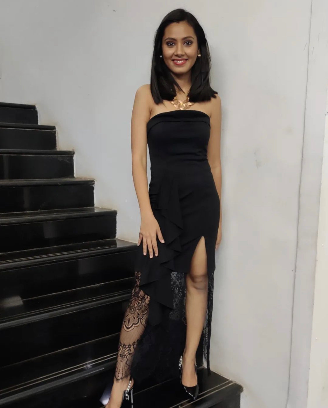 Surbhi Vaid In Our Jayda Tube Slit Lace Dress