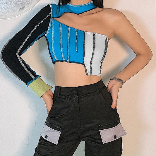 Alisha Jindal In Our Colourblock One Shoulder Cut Out Top