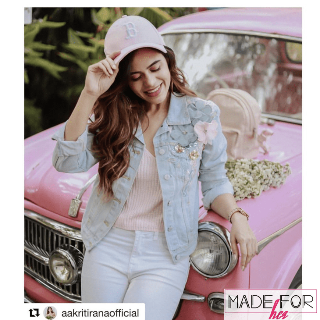 Aakriti Rana In Our 3D Embroidered Denim Jacket - Made For Her Label
