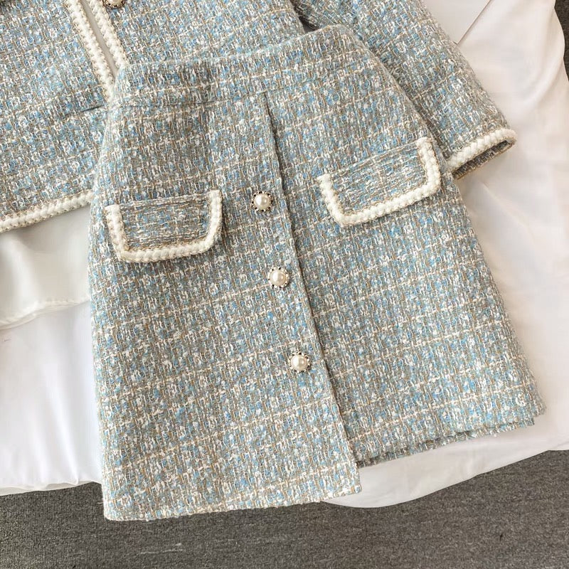 Meline Tweed Jacket And Skirt Set