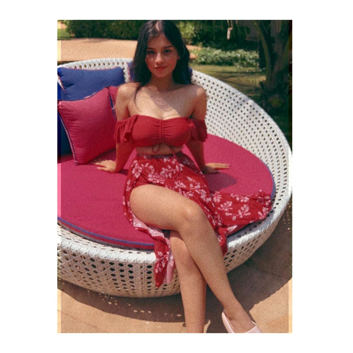 Client Jiya In Our Scarlet Floral Three Piece Swimsuit