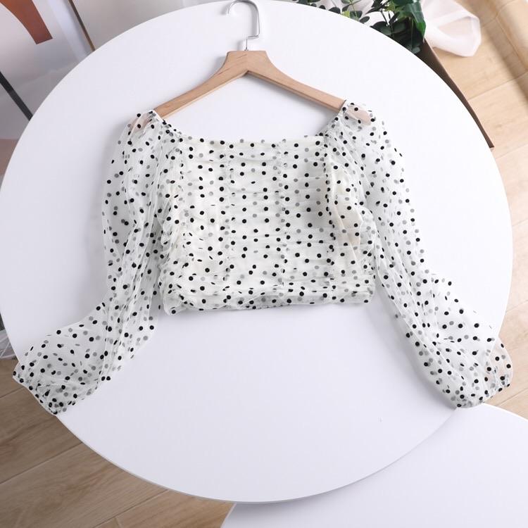 Ruched Polka Square Neck Top - Made For Her Label