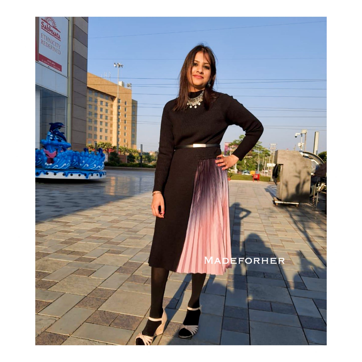 Client Aishwarya In Our Gradient pleated Dress