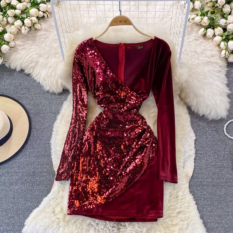 Blisse Velvet Sequin Dress