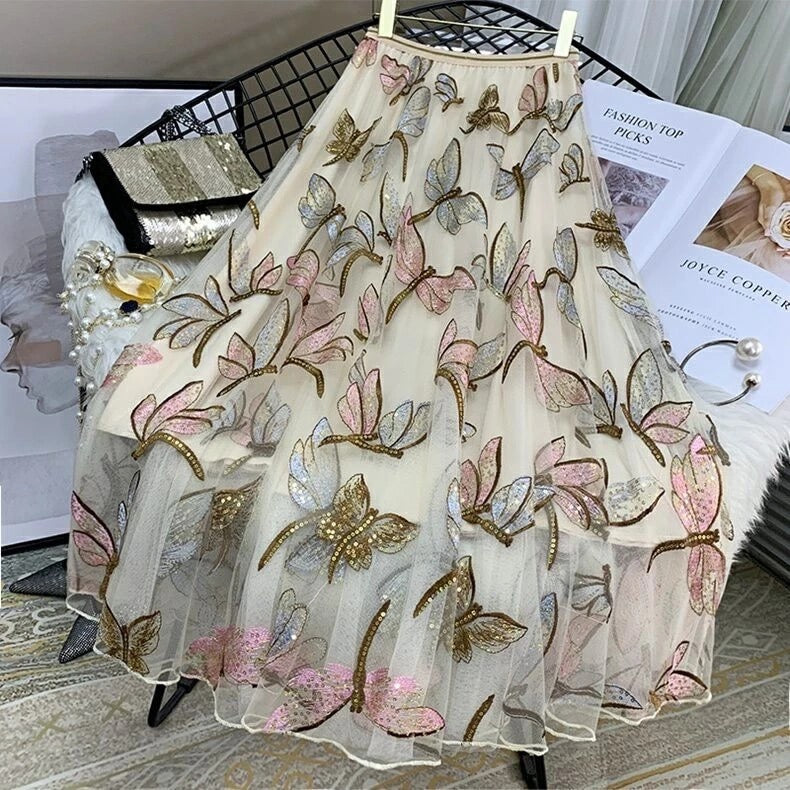 Larissa Velvet Top With Sequin Butterfly Tulle Skirt