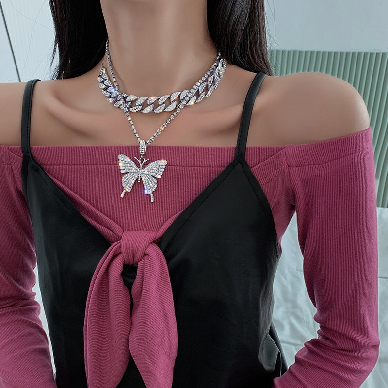 Butterfly And Choker Necklace Set