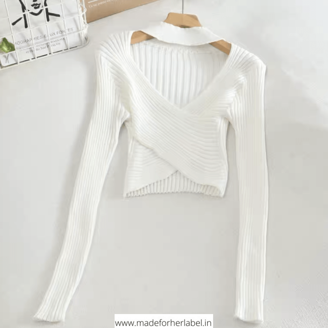 Criss Cross Knitted Sweater - Made For Her Label