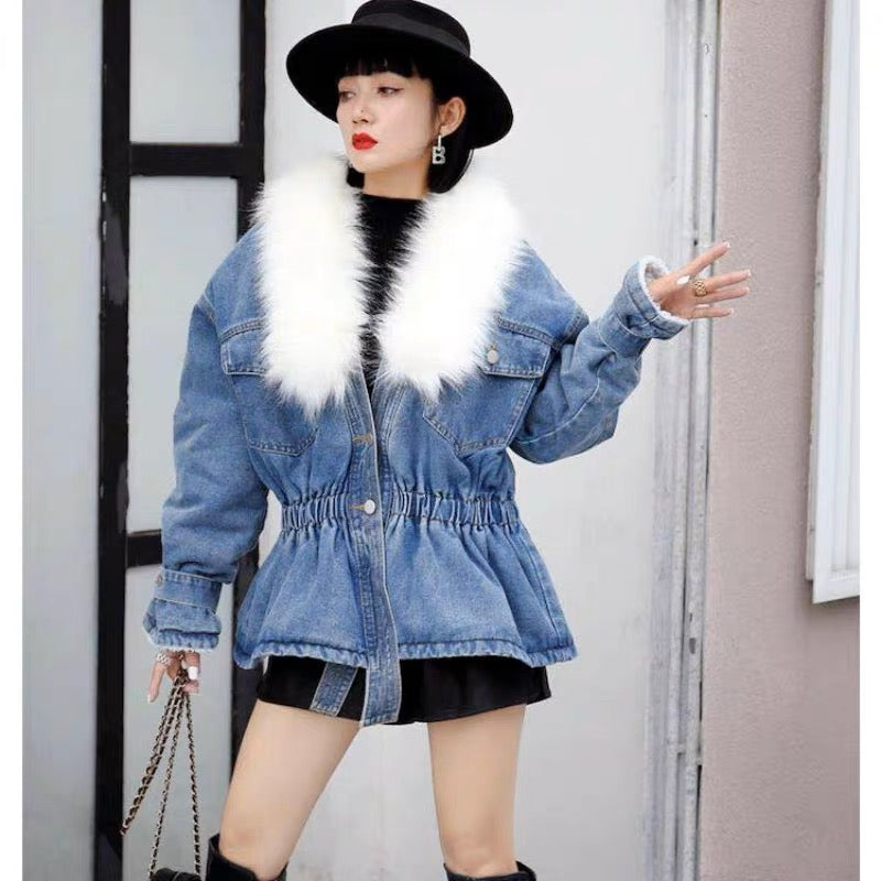 St.John's Bay Women's Denim Faux Fur Lined Jean Jacket Womens Size XL | eBay